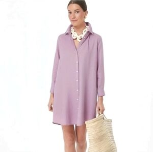 Pomander Place x Tuckernuck Lavender Oxford Harris Mini Shirt Dress Sz S